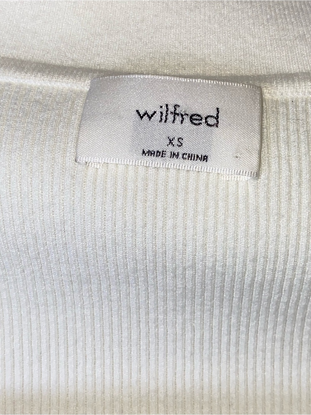 Aritzia Wilfred Ribbed Knit Short Sleeve Polo Top - Off White / Cream - Picture 5 of 6